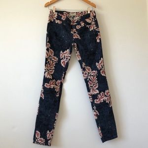 Free People Floral Corduroy Skinny Leg Pants